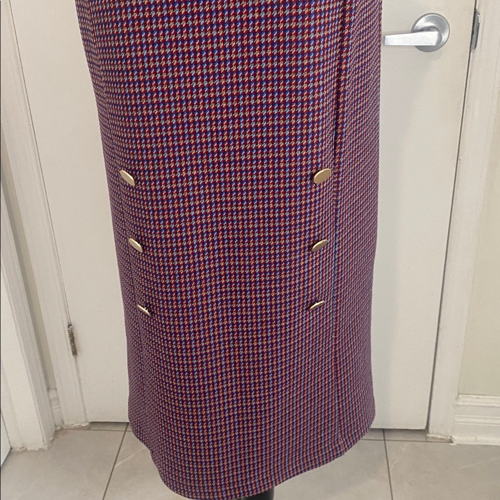 Purple Houndstooth sleeveless Lined Sheath Midi Dress by Tristan Size Small - Picture 9 of 17